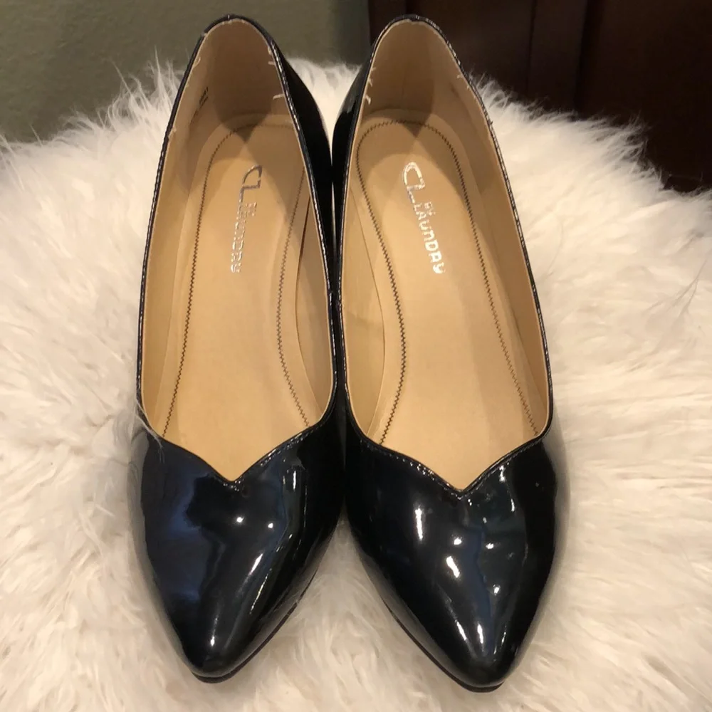 CL by Chinese laundry | black patent leather wedge heels